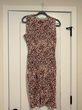 Sleeveless Midi Dress in Rust, Cream & Black Floral